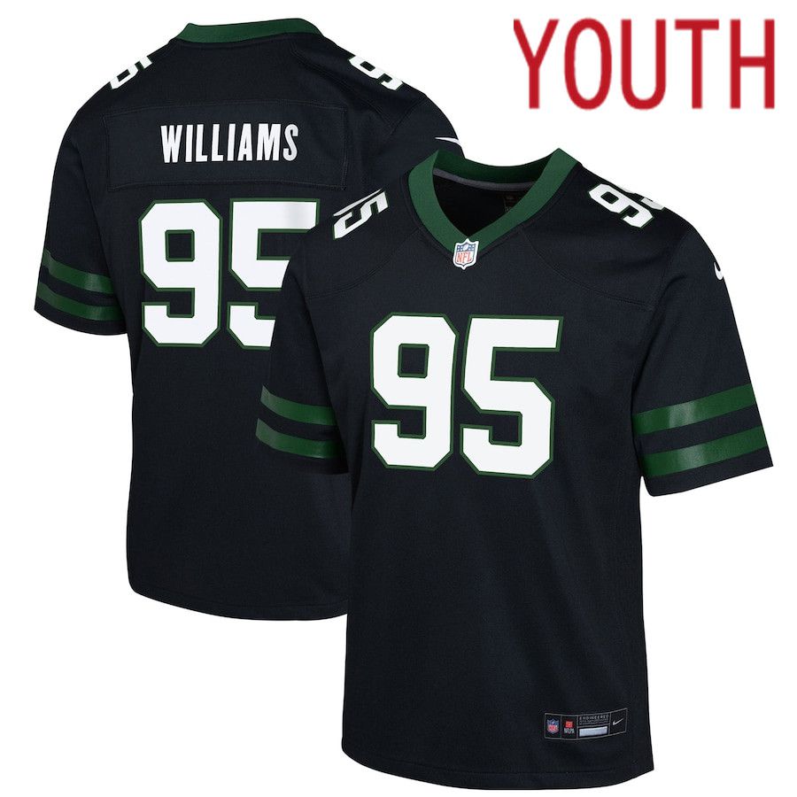 Youth New York Jets #95 Quinnen Williams Nike Legacy Black Alternate Game NFL Jersey->youth nfl jersey->Youth Jersey